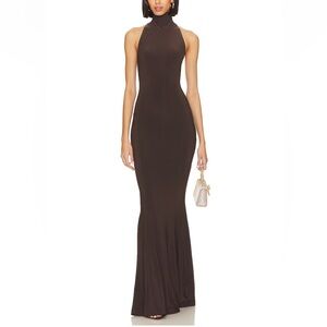 Norma Kamali Halter Turtle Fishtail Gown